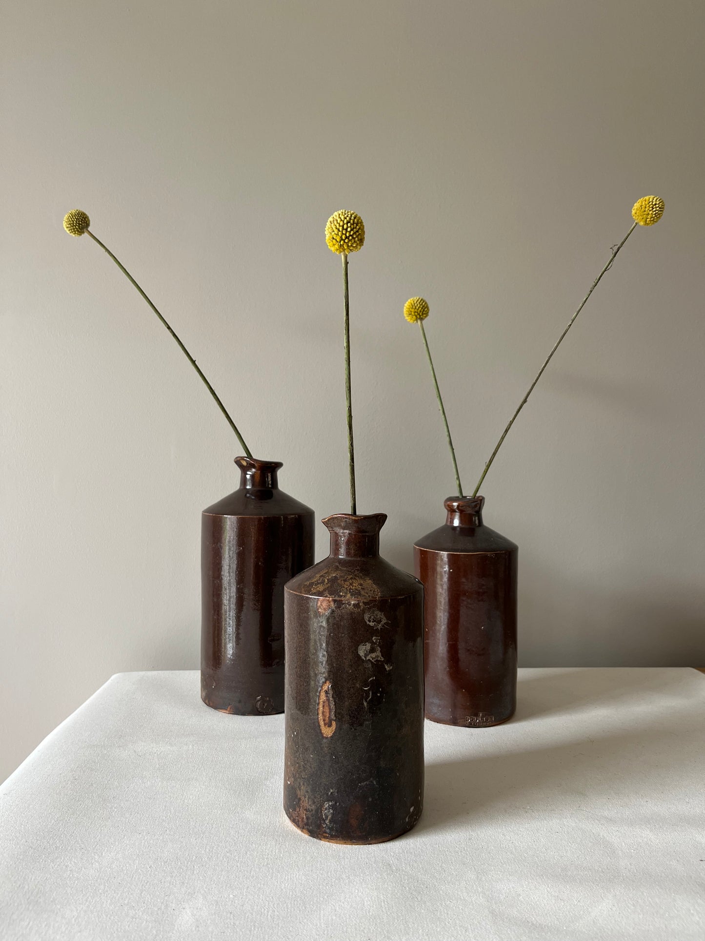 Set Of Three Stoneware Pots.