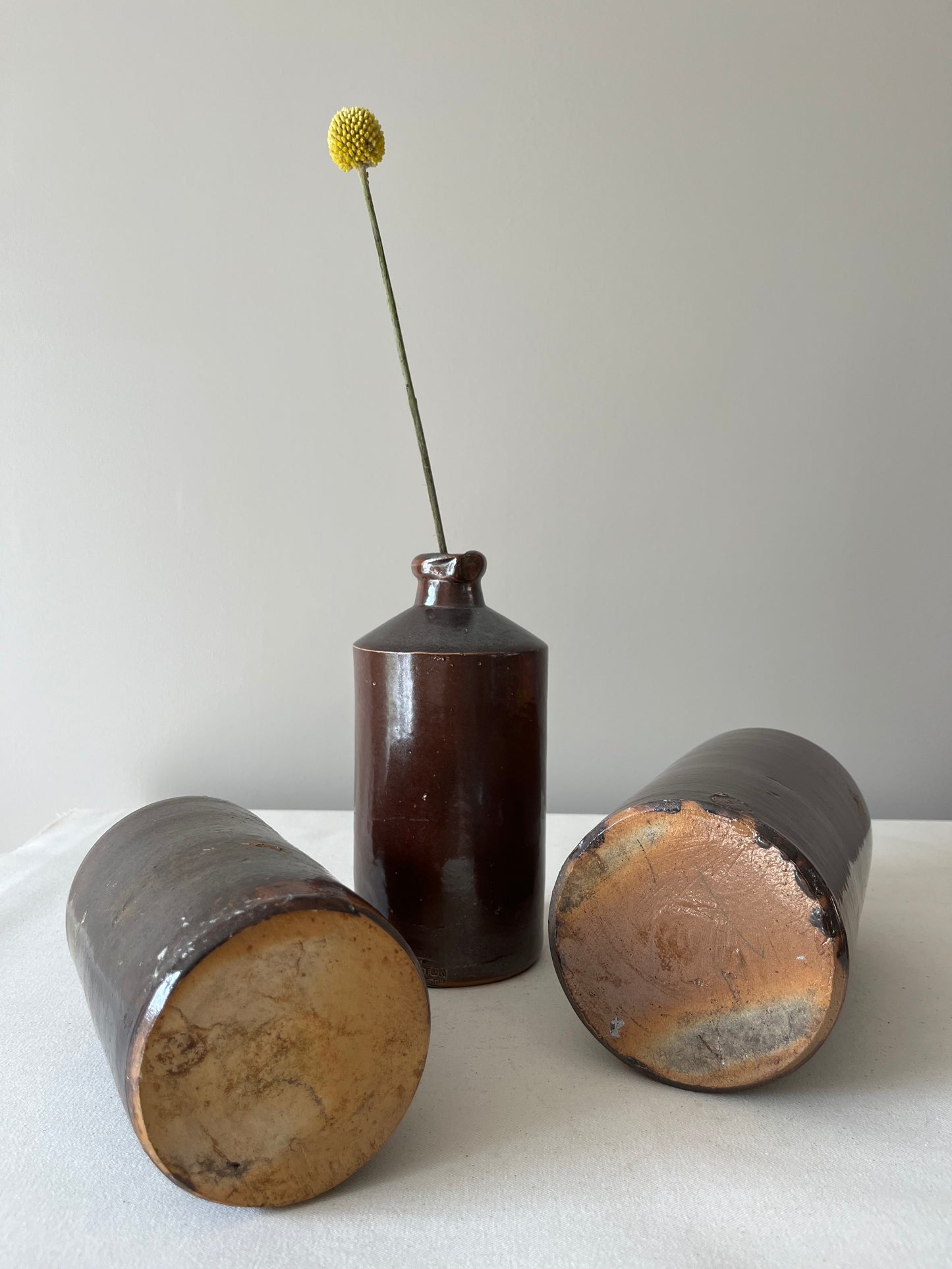 Set Of Three Stoneware Pots.