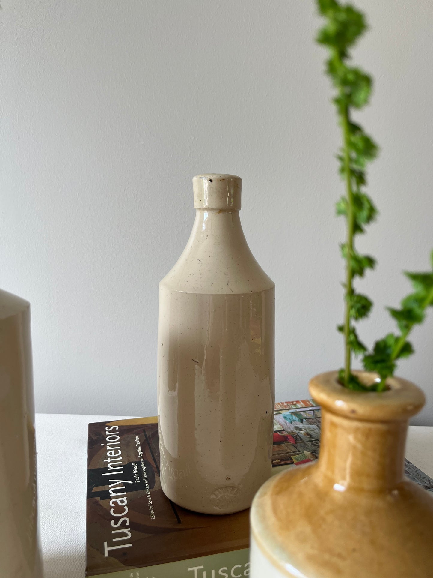 Set Of Three Old Stoneware Pots.