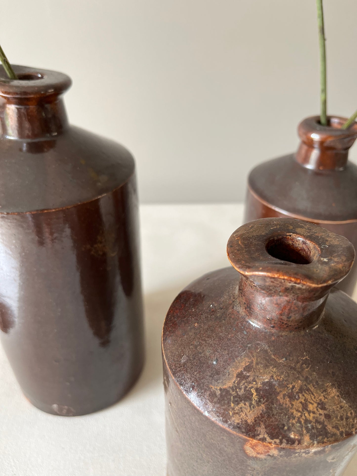 Set Of Three Stoneware Pots.