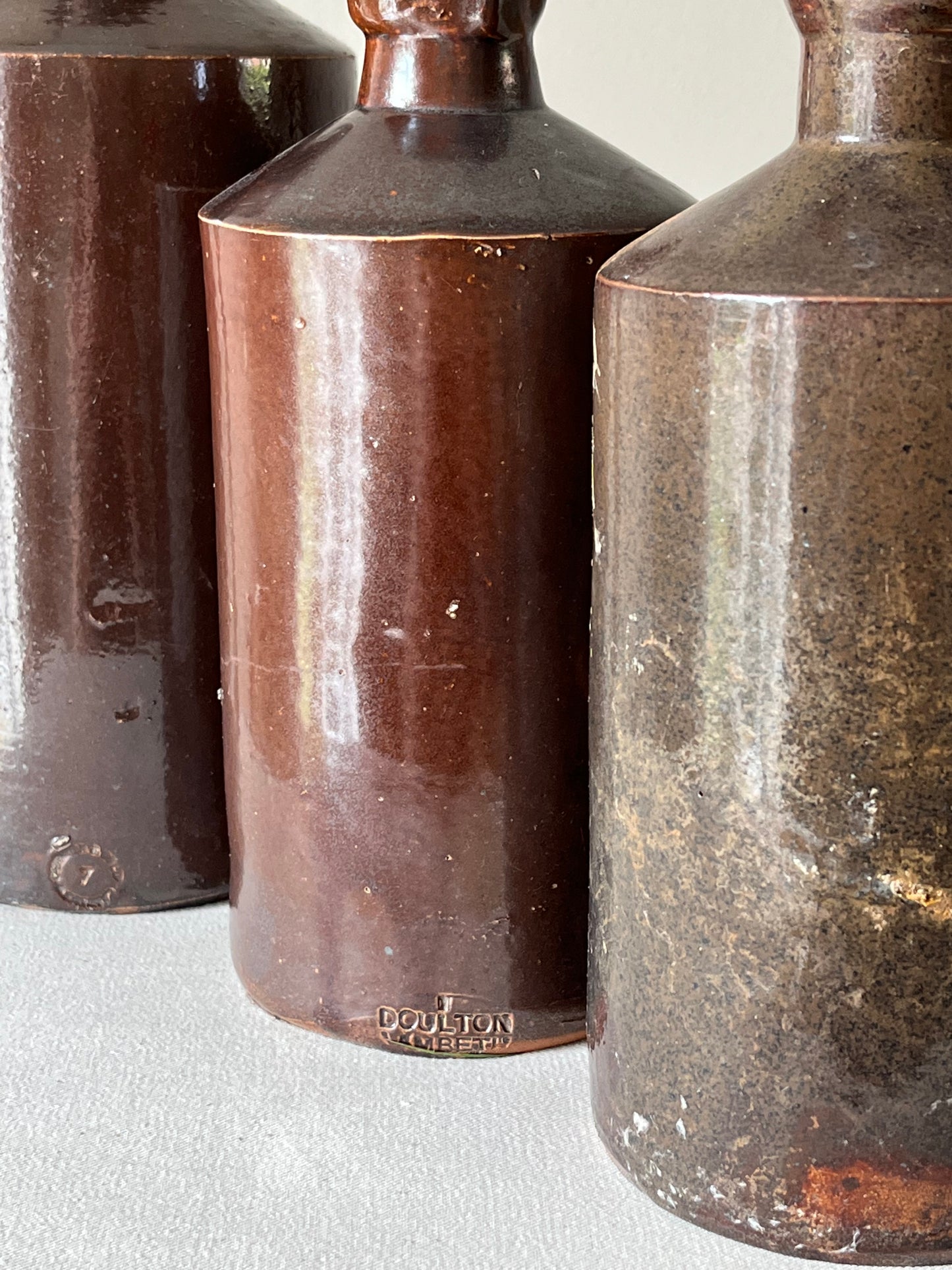 Set Of Three Stoneware Pots.