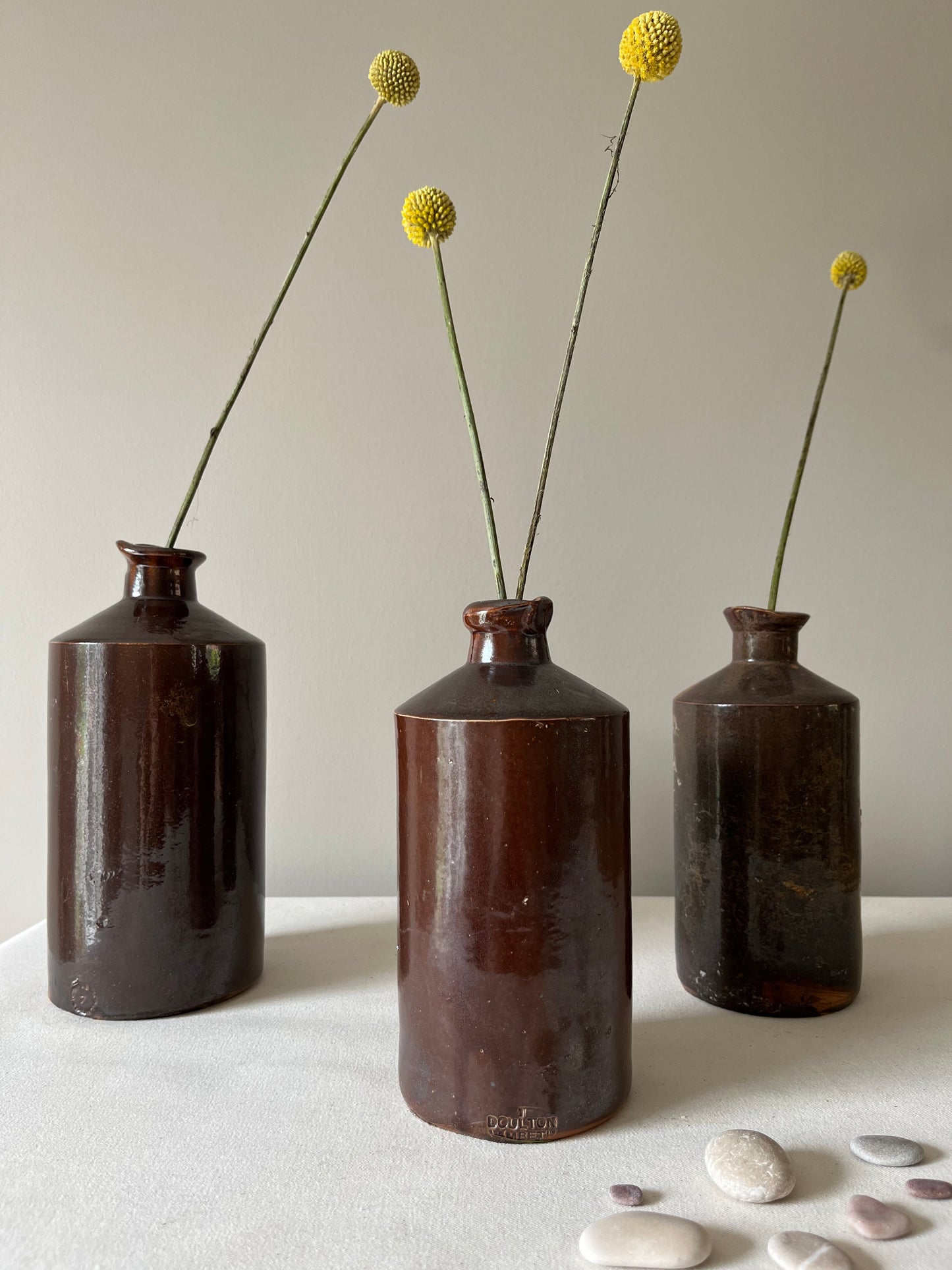 Set Of Three Stoneware Pots.
