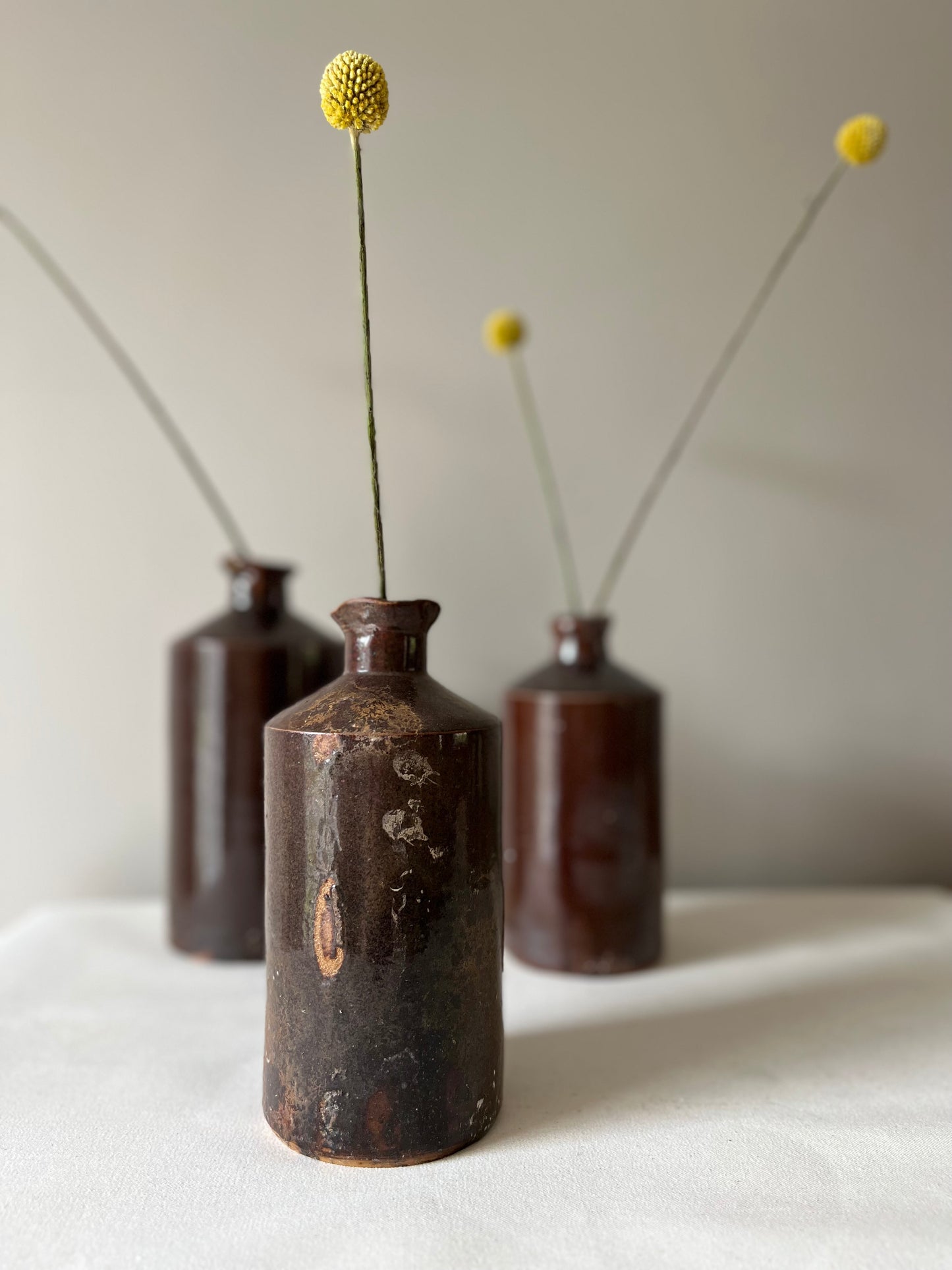 Set Of Three Stoneware Pots.