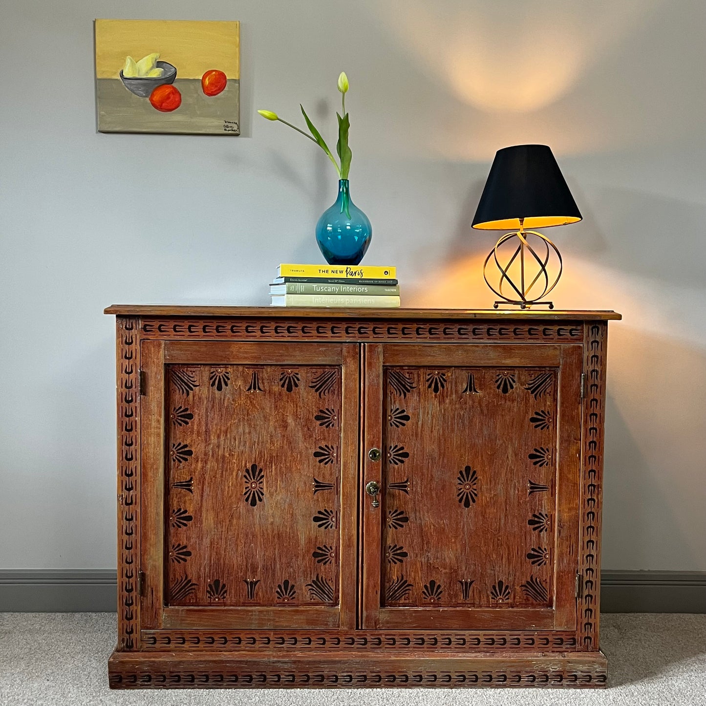 Hand Painted Pine Sideboard.