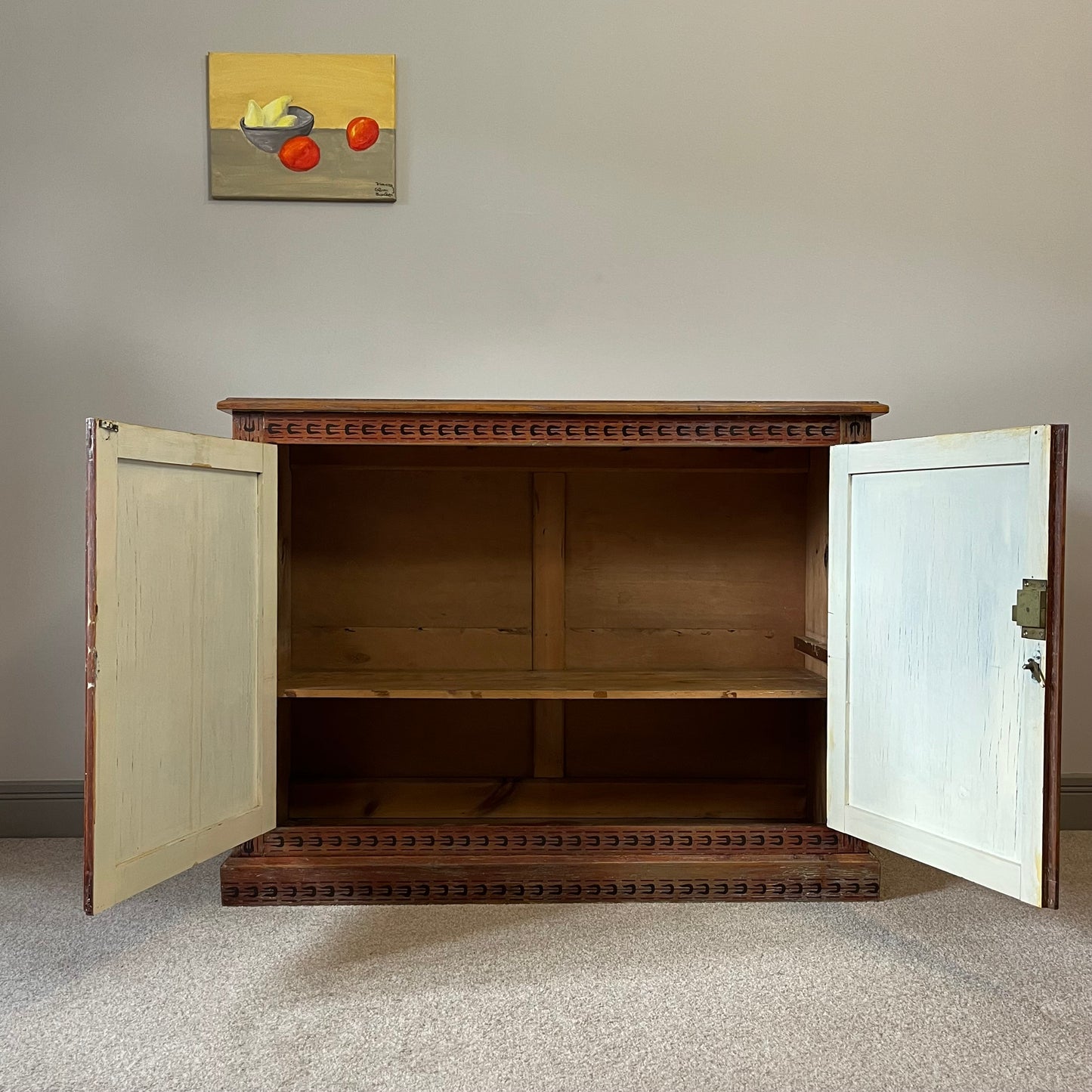Hand Painted Pine Sideboard.