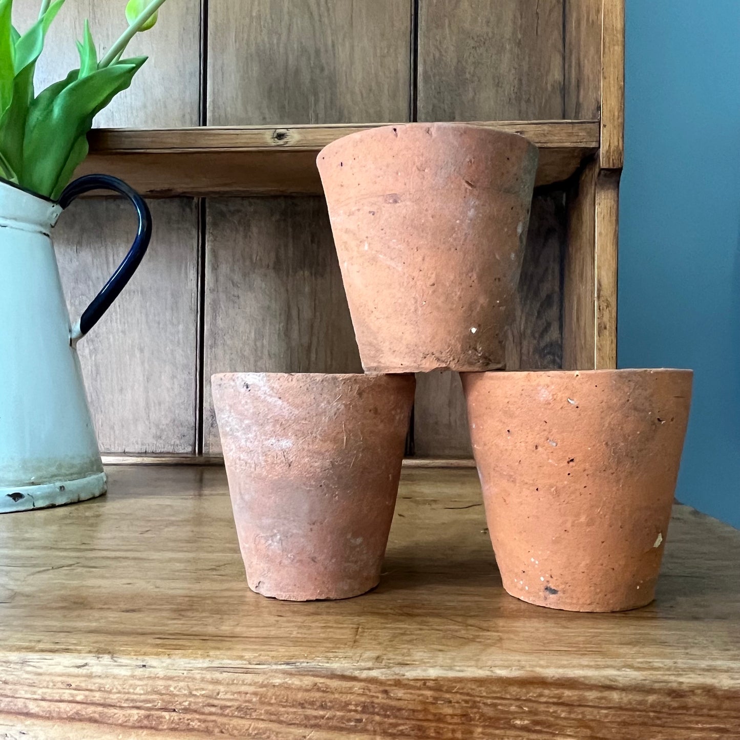 Set of Three Old Terracotta Pots.