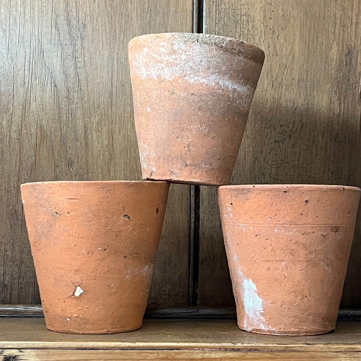 Set of Three Old Terracotta Pots.