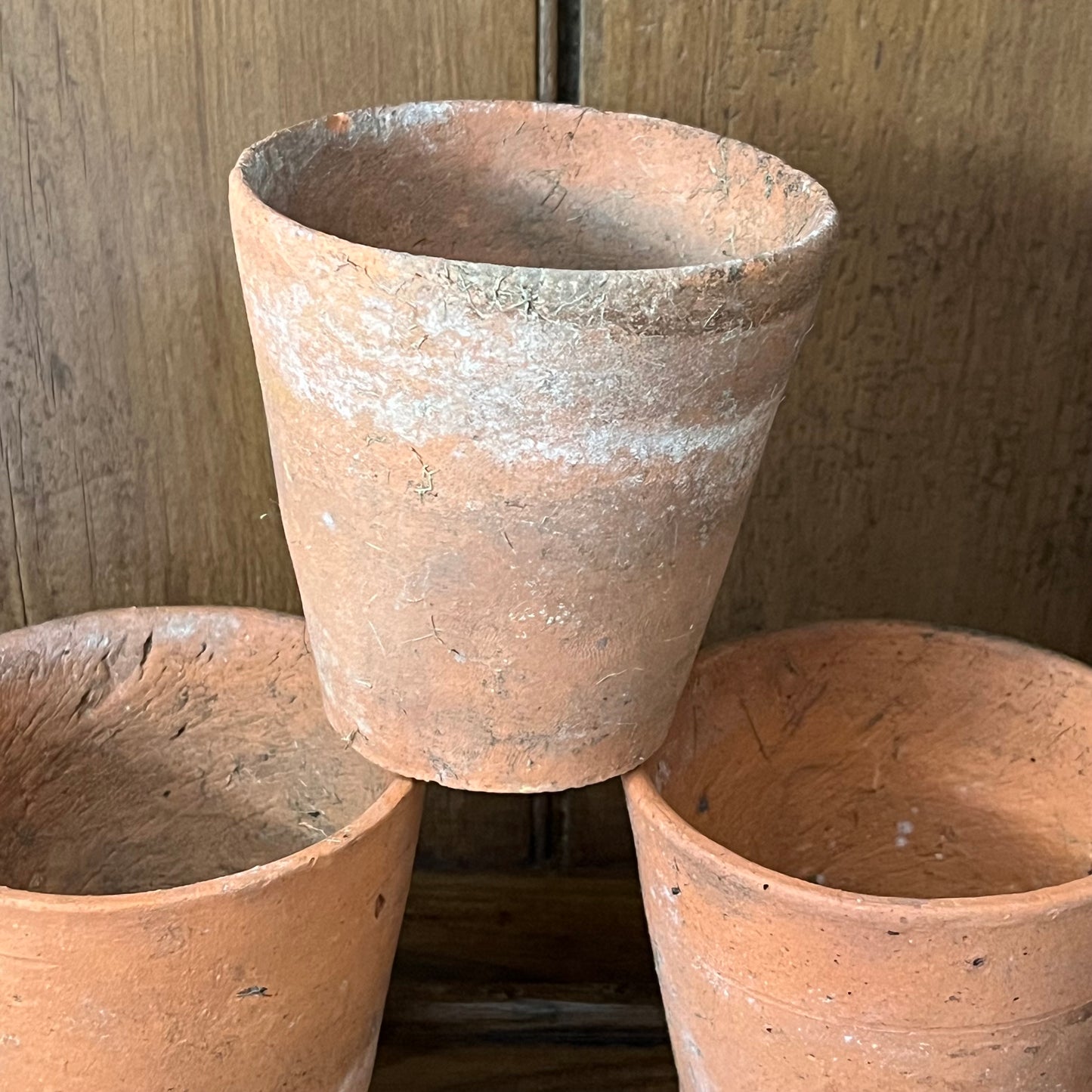 Set of Three Old Terracotta Pots.