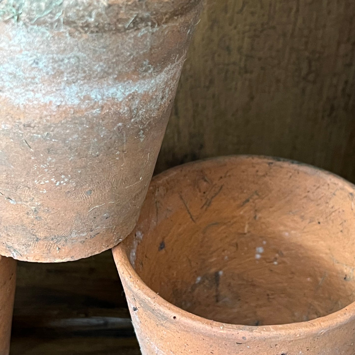 Set of Three Old Terracotta Pots.