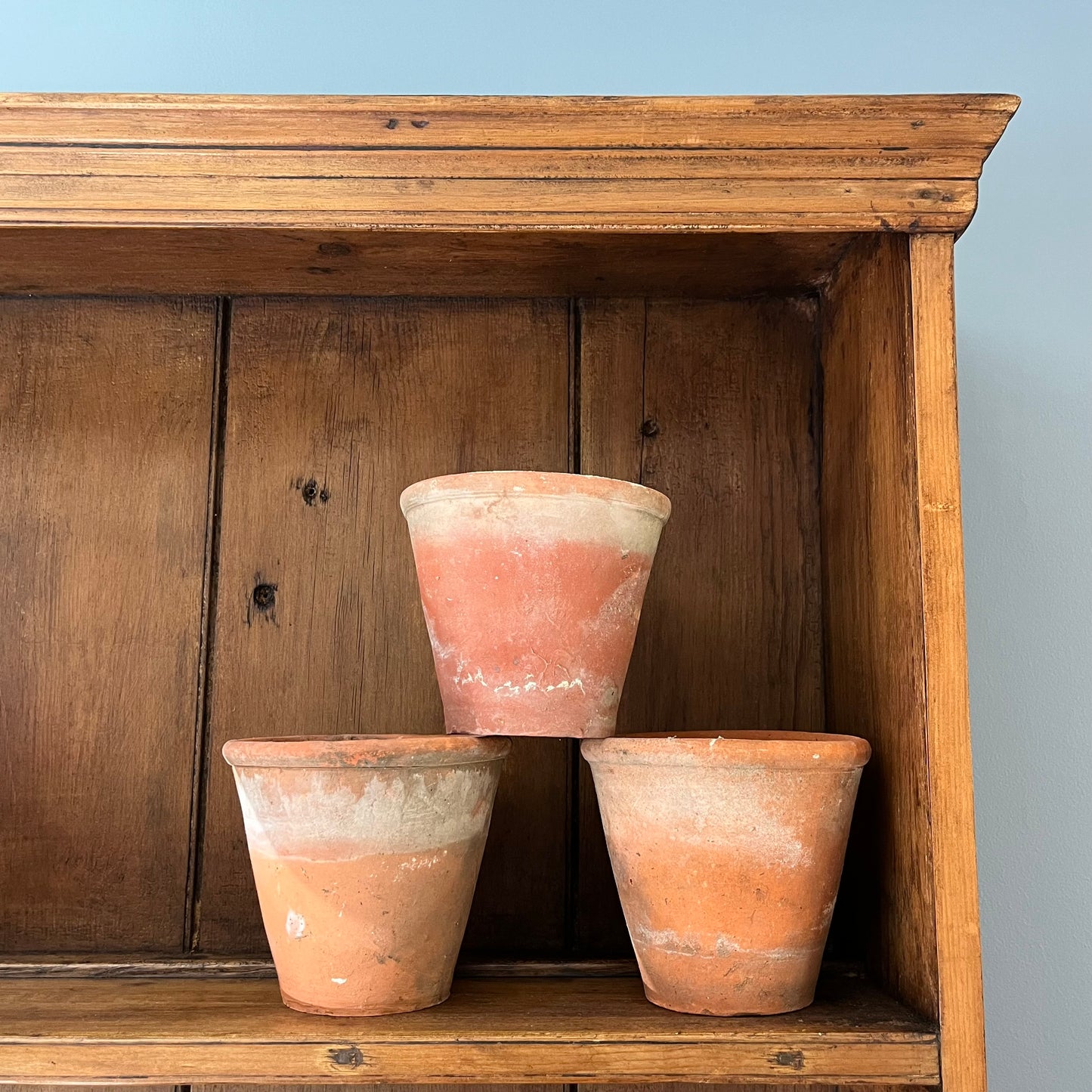 Set of Three Old Terracotta Pots.
