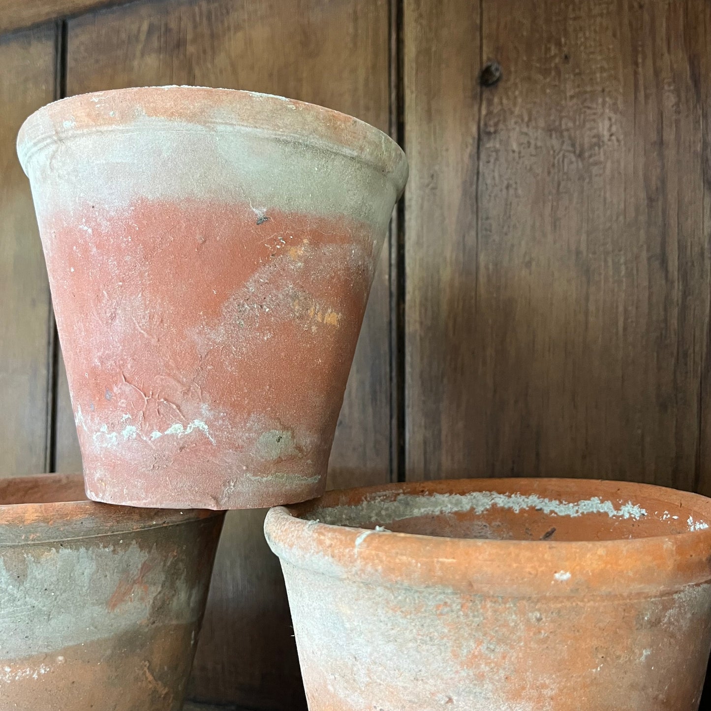 Set of Three Old Terracotta Pots.