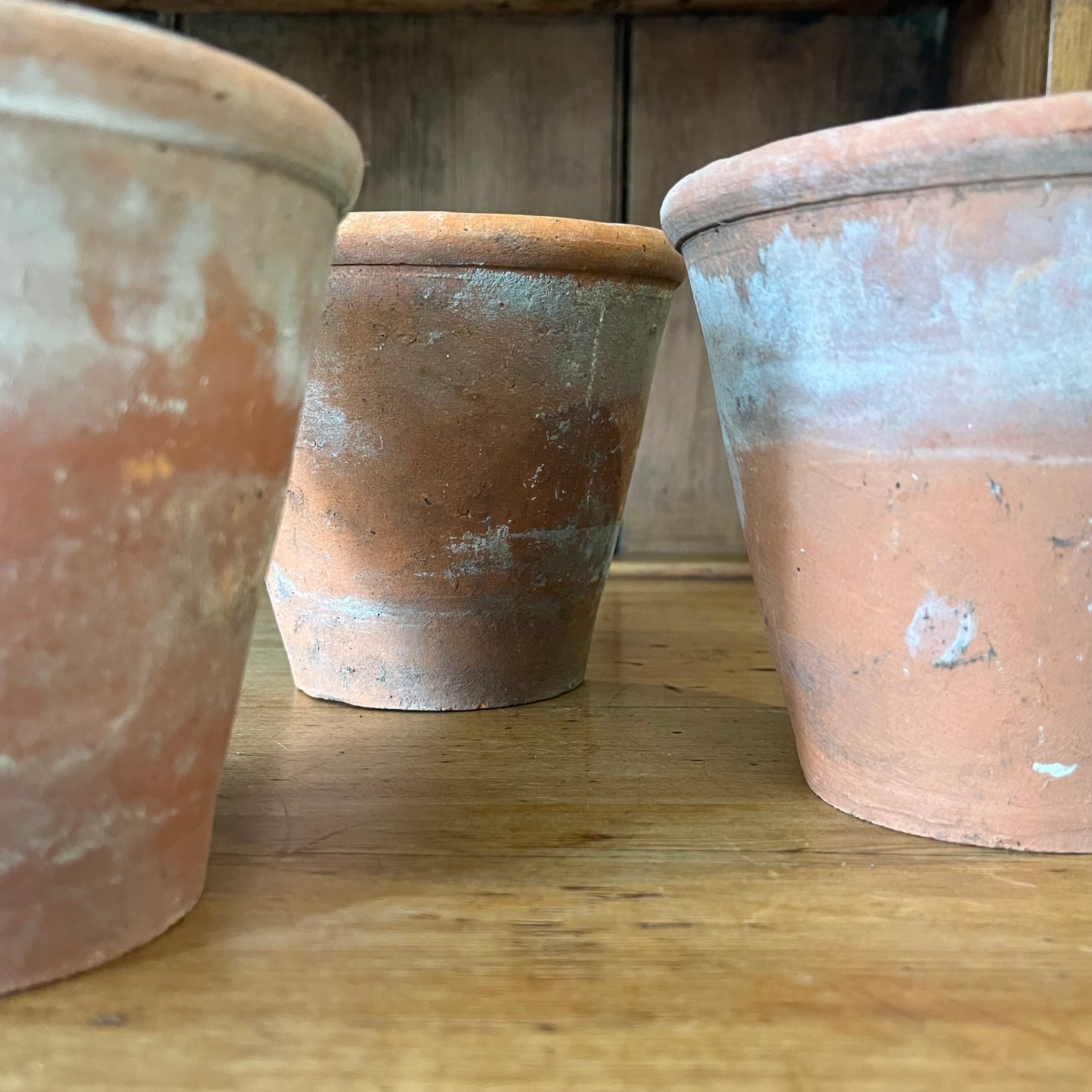 Set of Three Old Terracotta Pots.