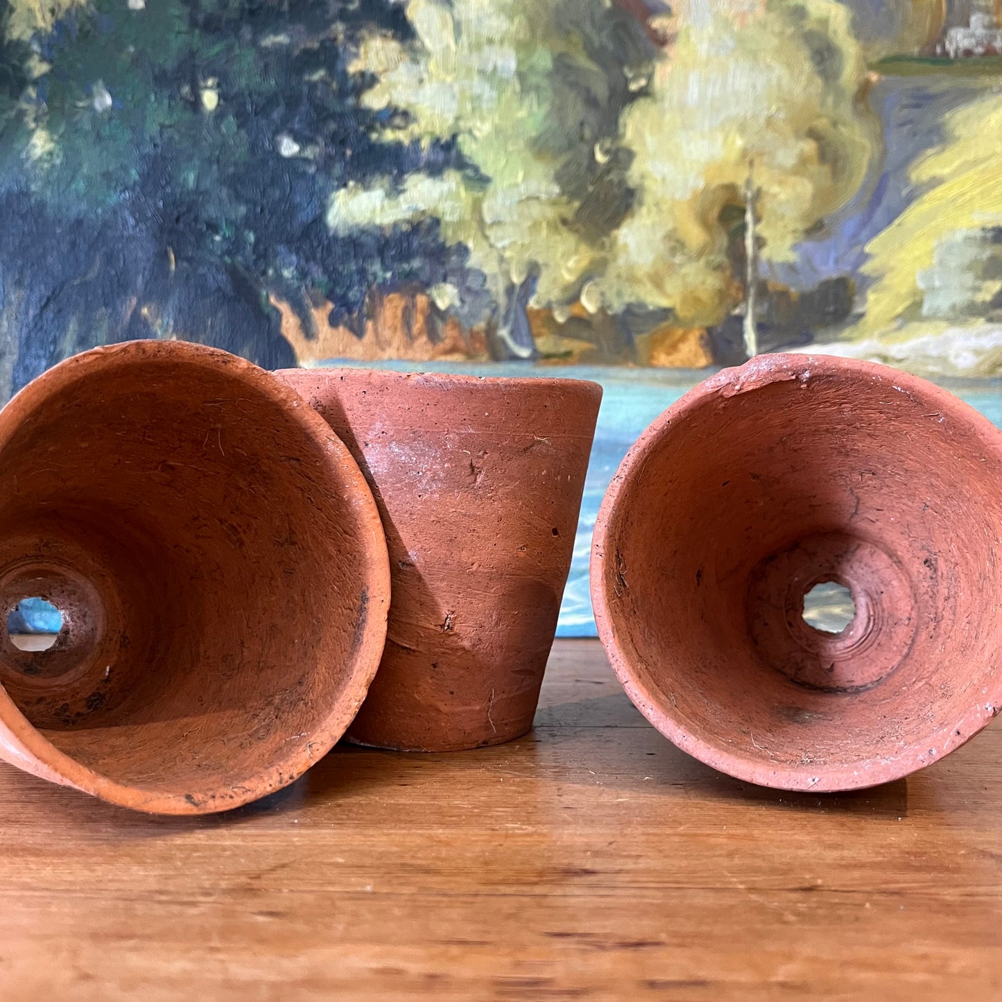 Set of Three Old Terracotta Pots.