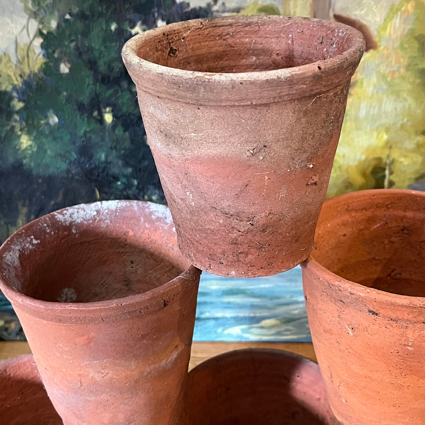 Set of Six Old Terracotta Pots.