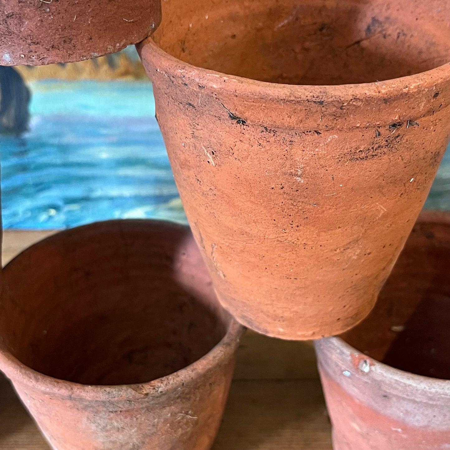 Set of Six Old Terracotta Pots.