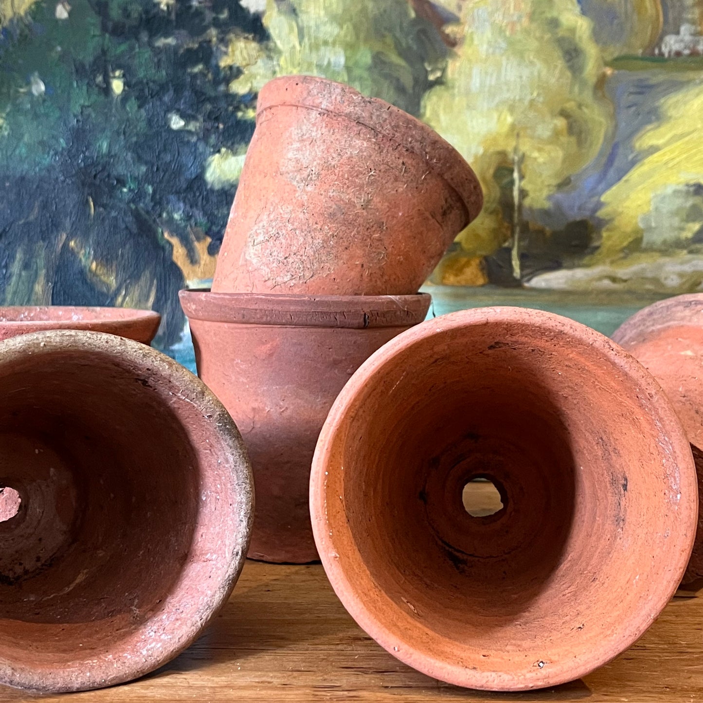 Set of Six Old Terracotta Pots.