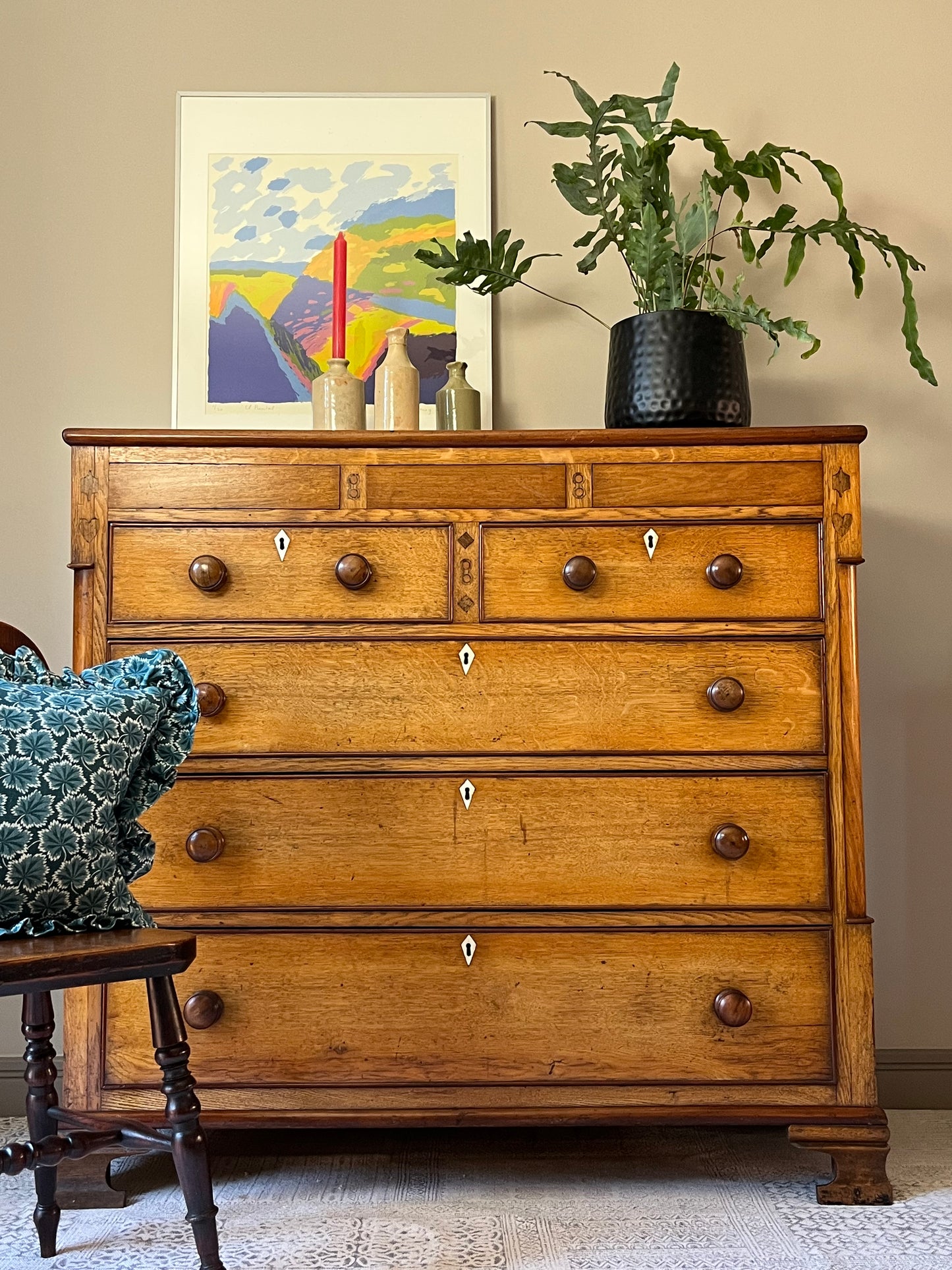 Golden Oak Chest of Drawers.