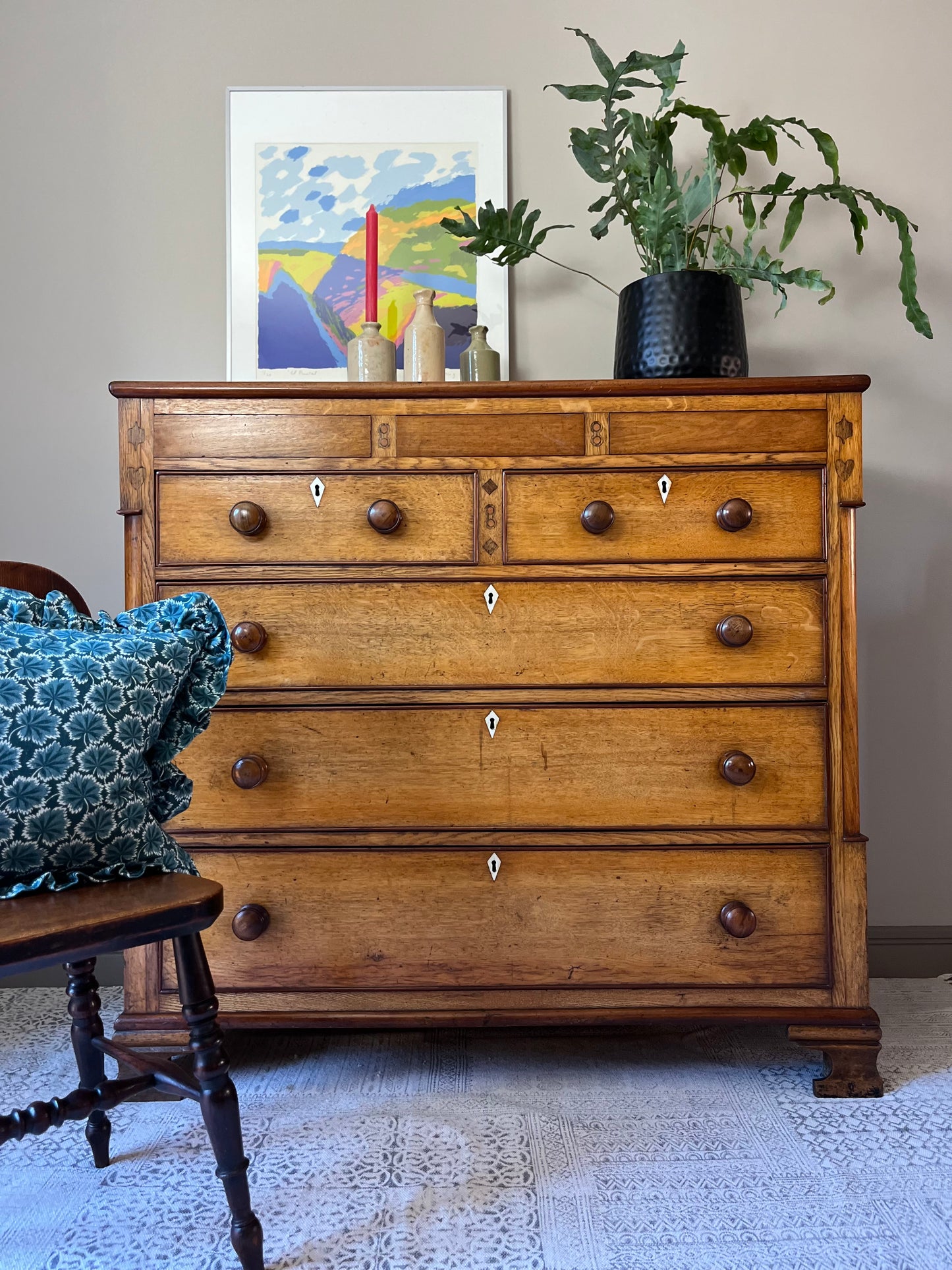 Golden Oak Chest of Drawers.