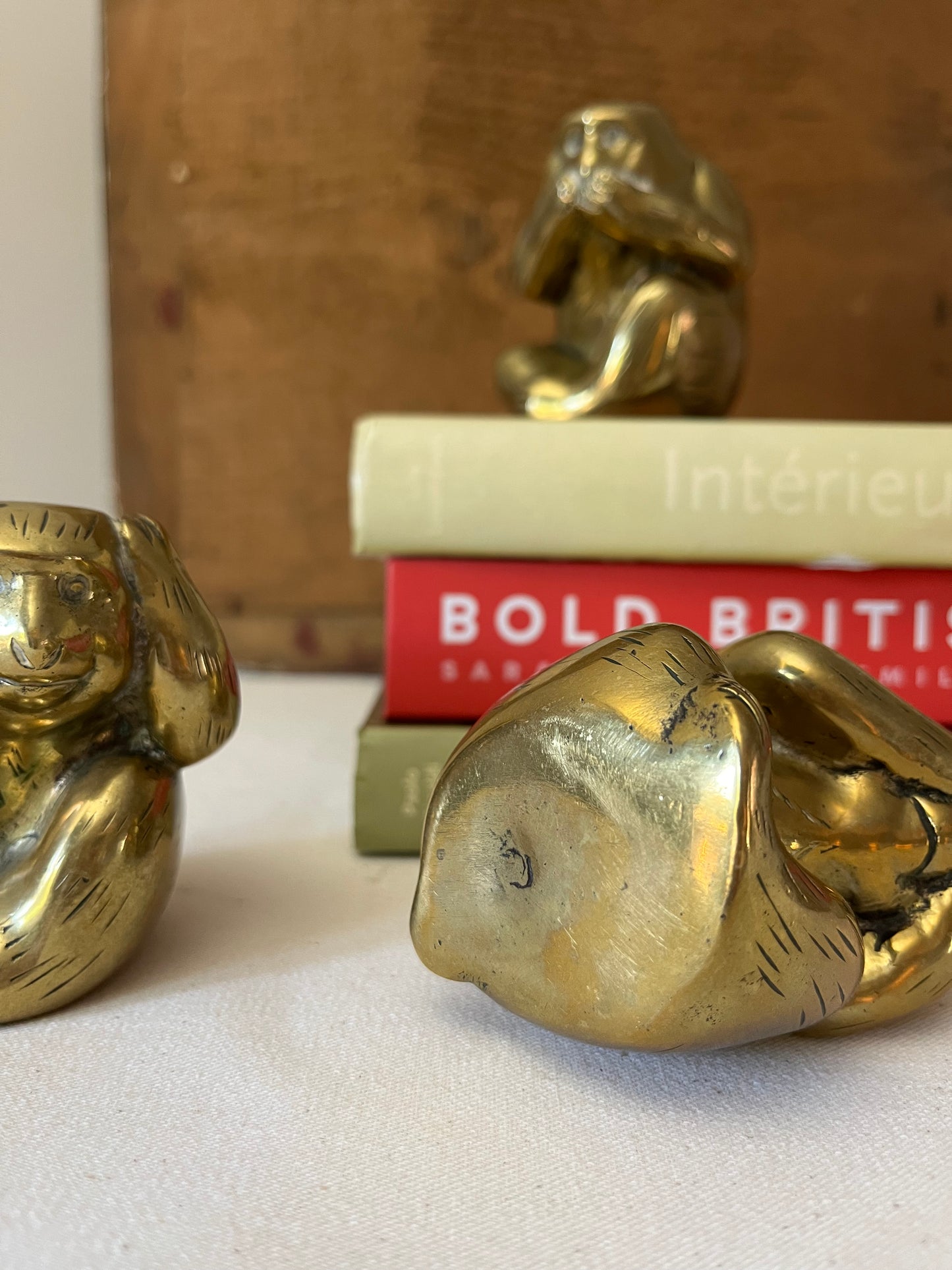 Set of Three Brass Monkeys.