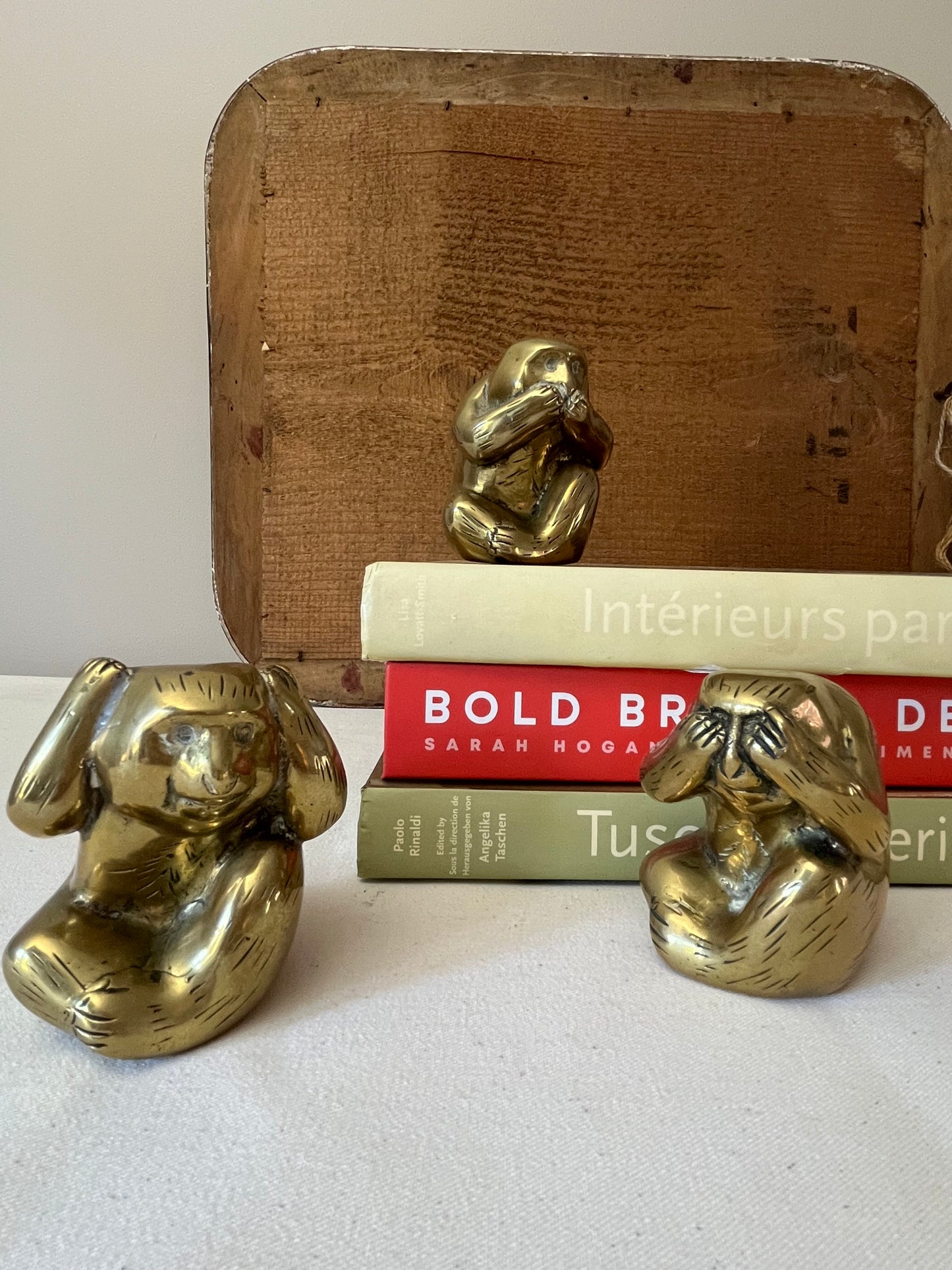 Set of Three Brass Monkeys.
