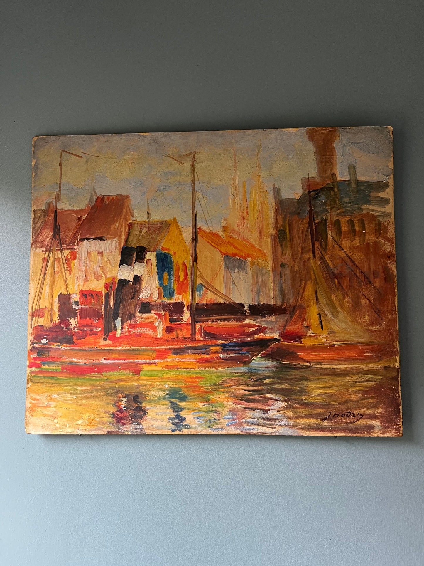 French Oil on Board.