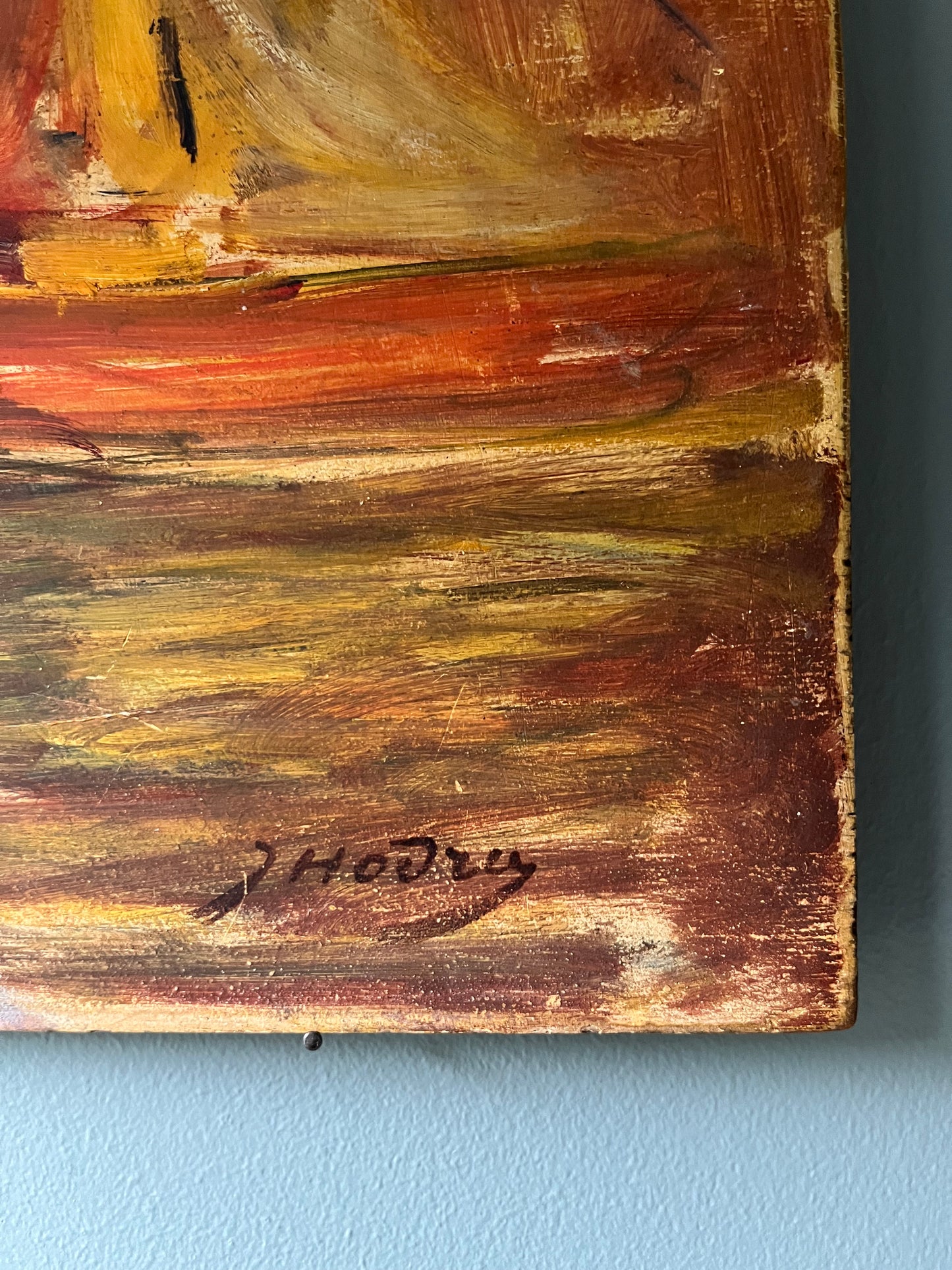 French Oil on Board.