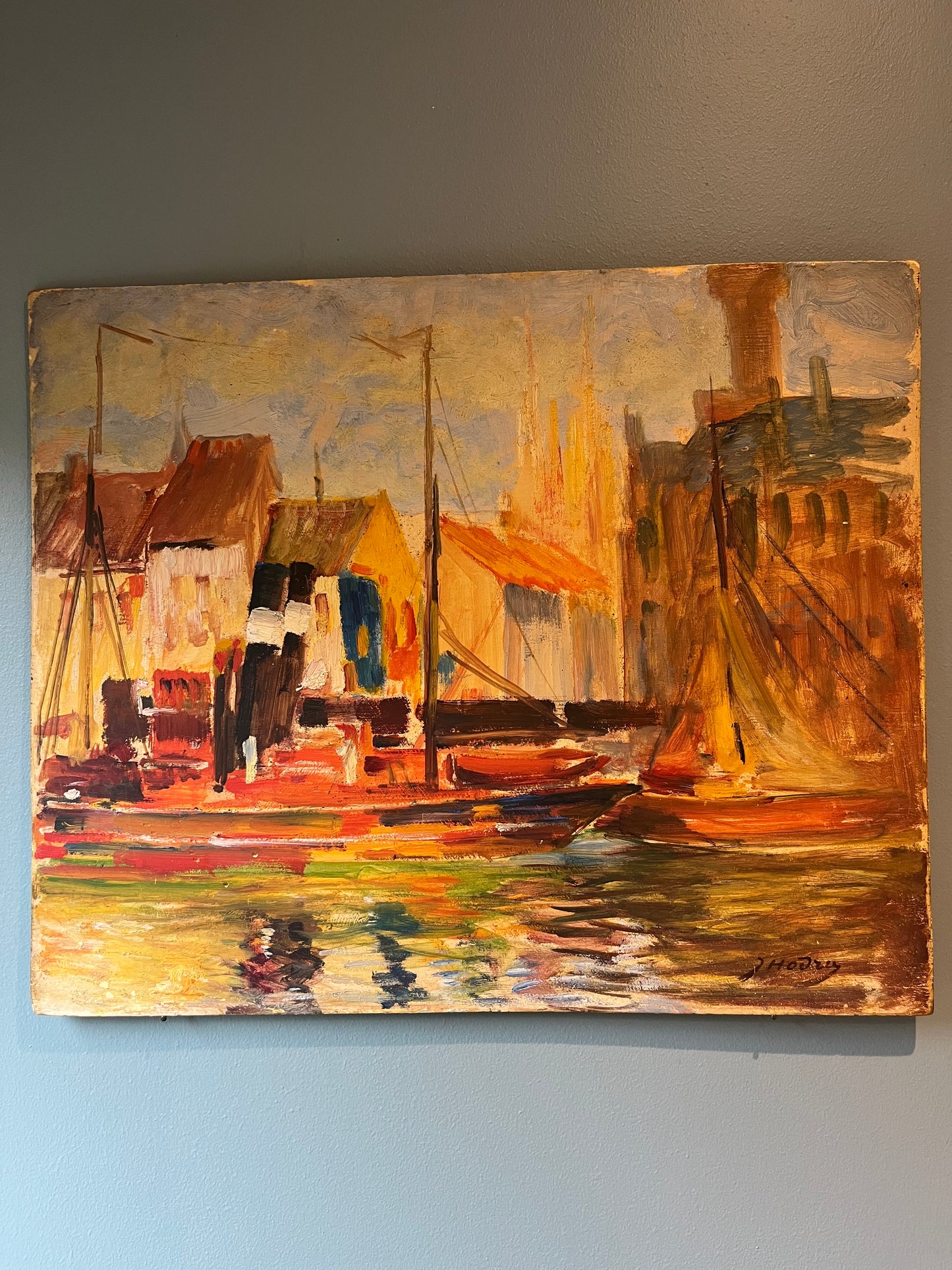 French Oil on Board.