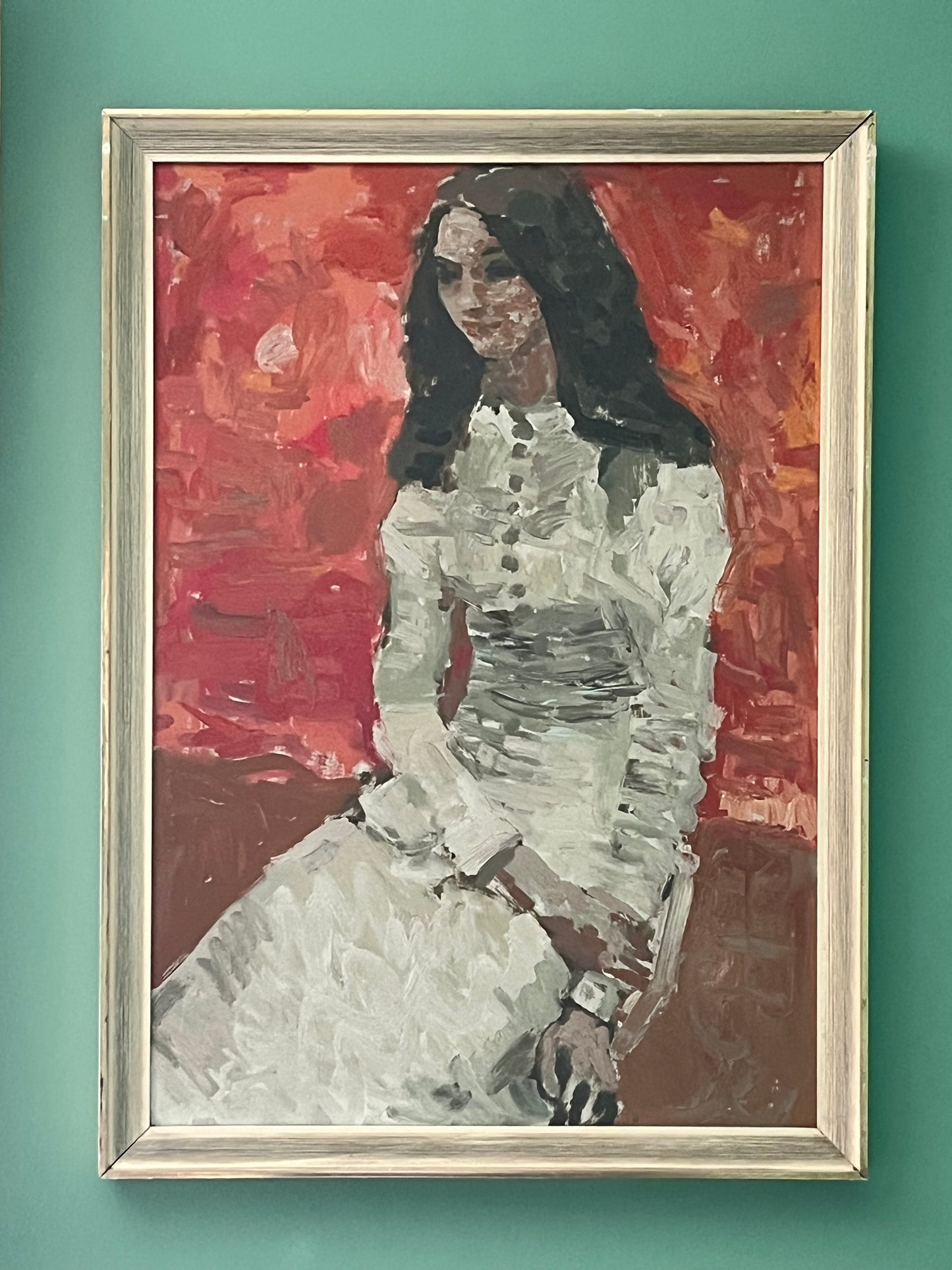 Seated Woman Oil on Board.