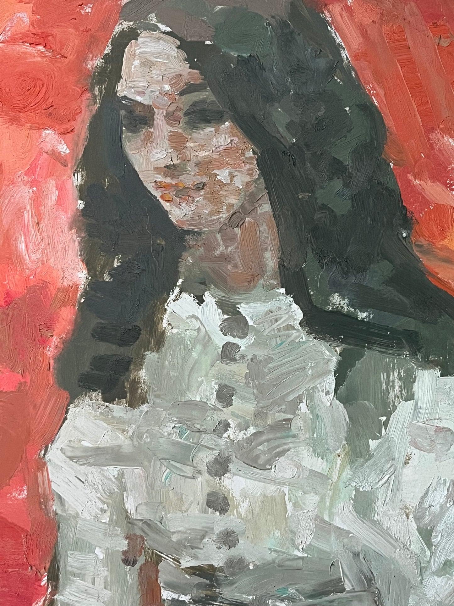 Seated Woman Oil on Board.