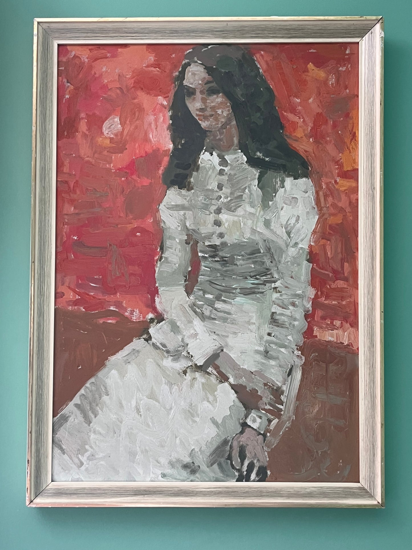 Seated Woman Oil on Board.