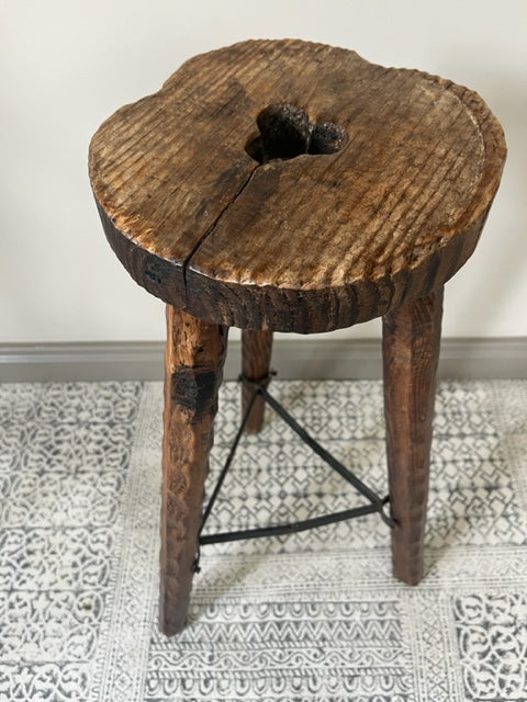 Rustic Elm Stool.