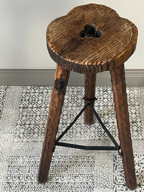 Rustic Elm Stool.
