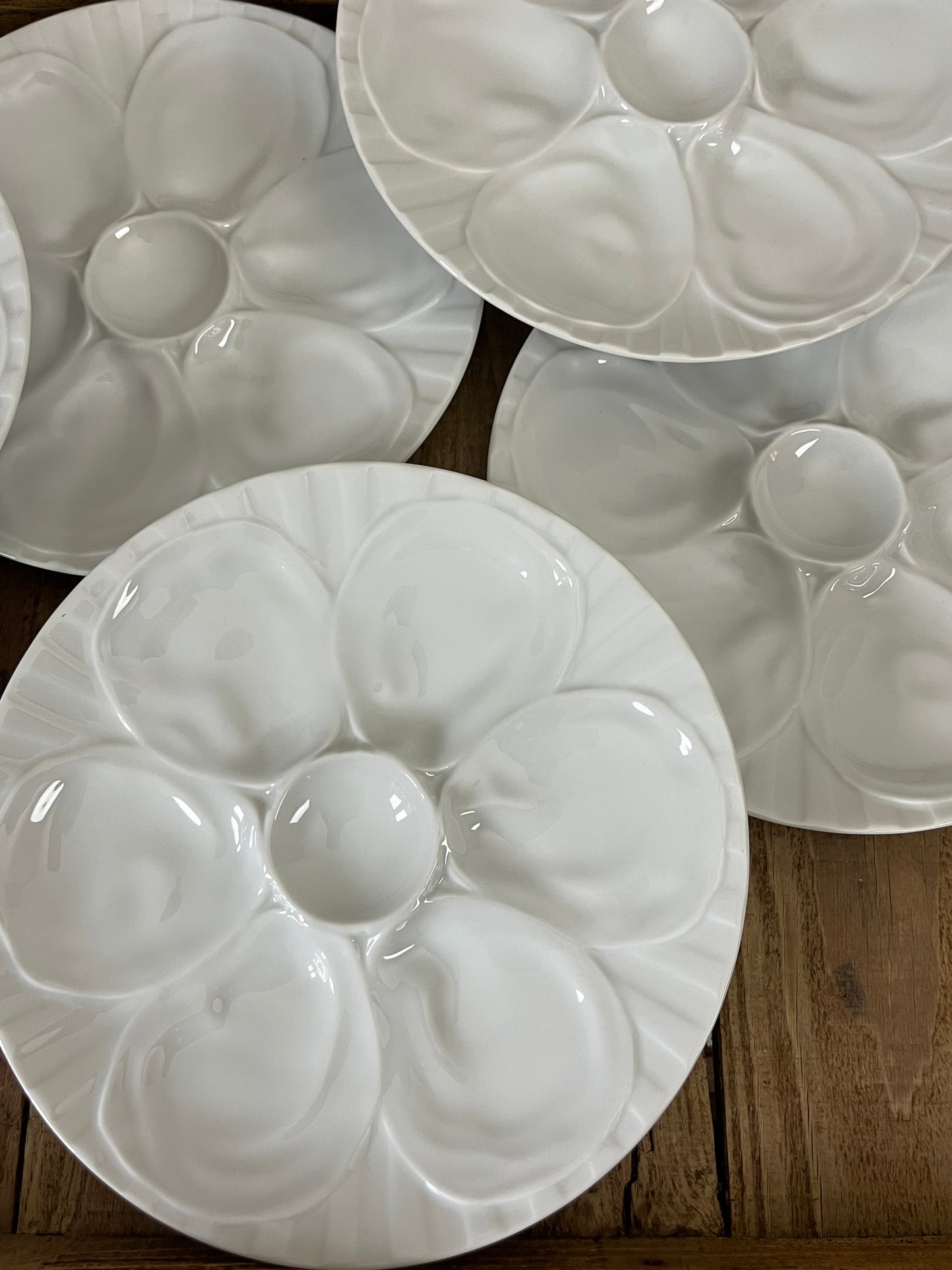 Set of Six French Oyster Plates.