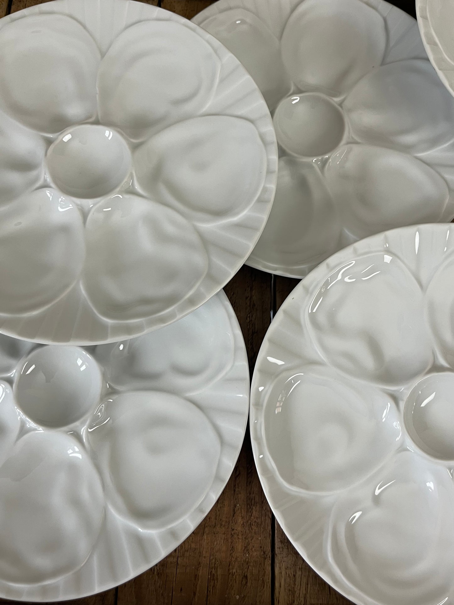 Set of Six French Oyster Plates.