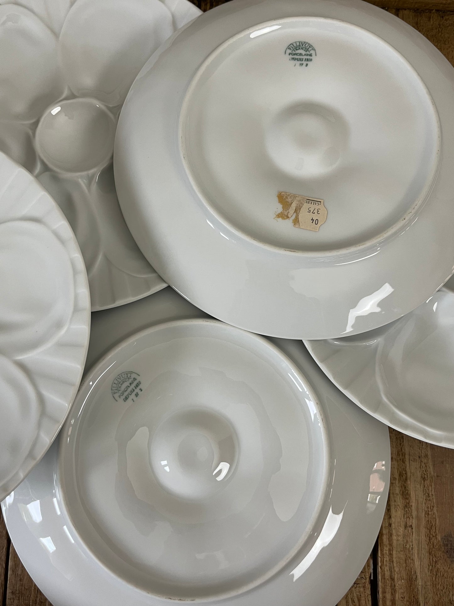Set of Six French Oyster Plates.
