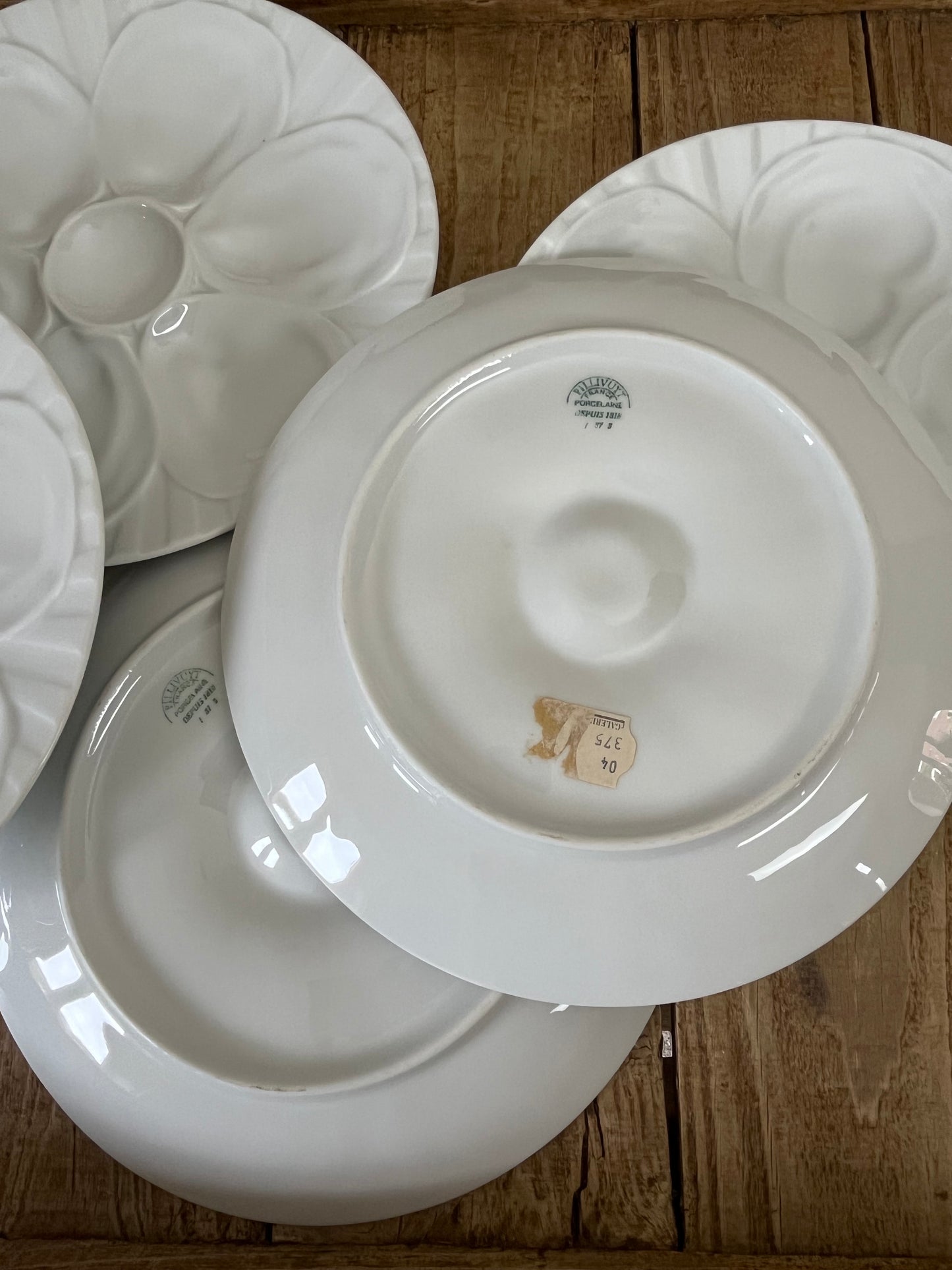 Set of Six French Oyster Plates.