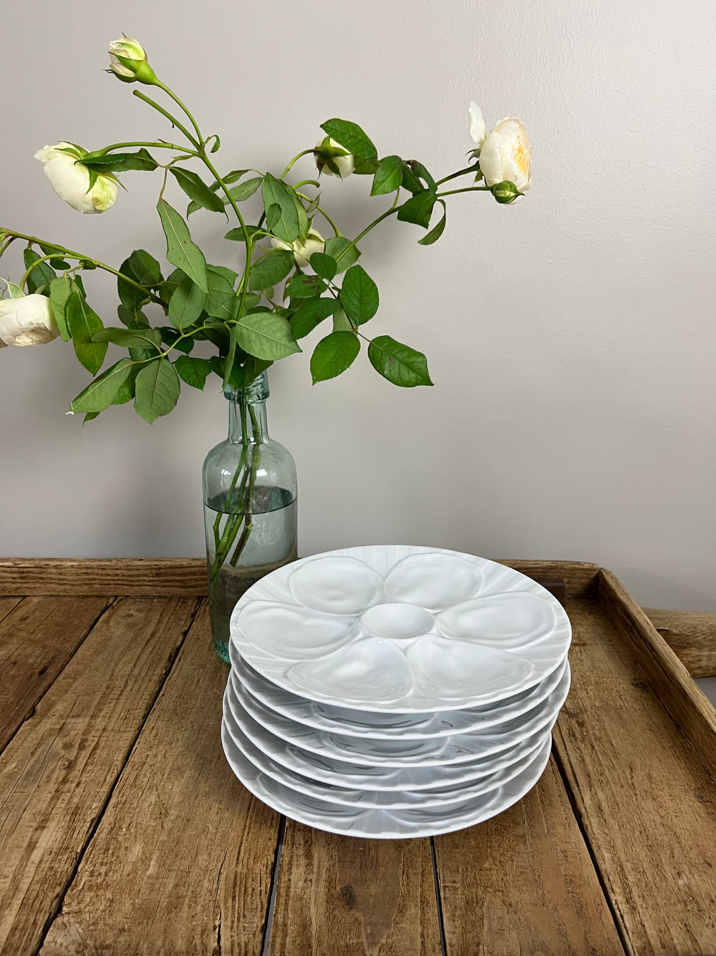 Set of Six French Oyster Plates.
