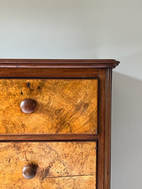 Walnut And Mahogany Chest of Drawers.