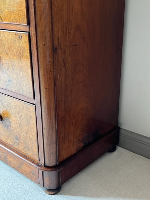 Walnut And Mahogany Chest of Drawers.