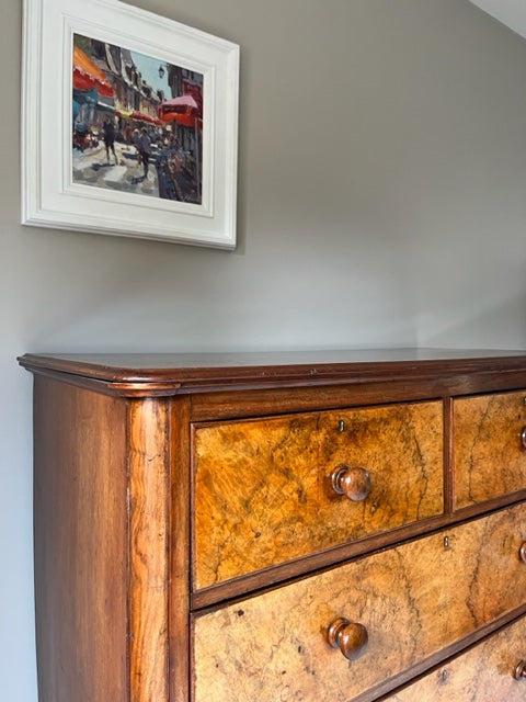 Walnut And Mahogany Chest of Drawers.