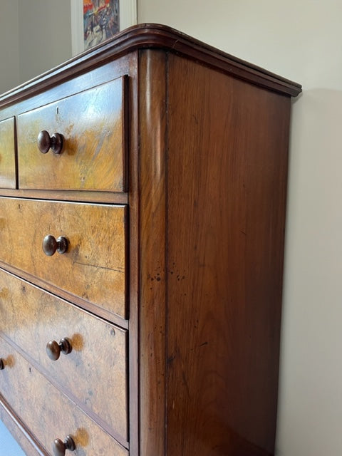 Walnut And Mahogany Chest of Drawers.
