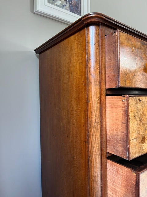 Walnut And Mahogany Chest of Drawers.