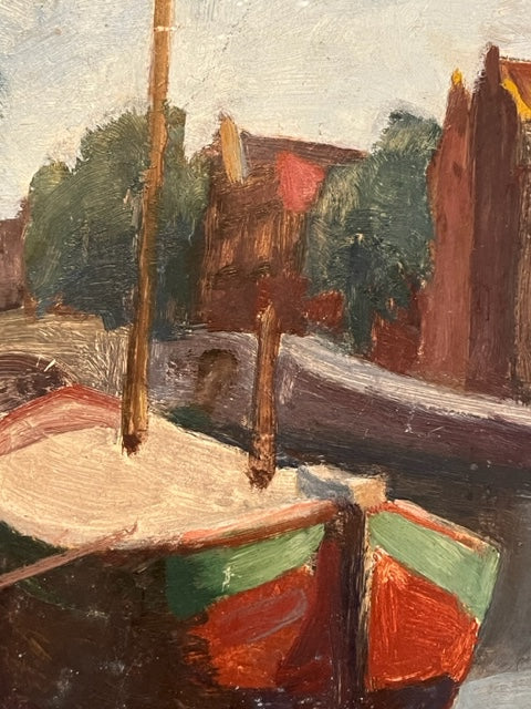 Amsterdam Canal Oil on Board.