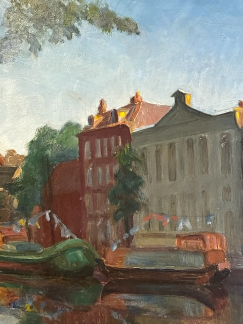 Amsterdam Canal Oil on Board.