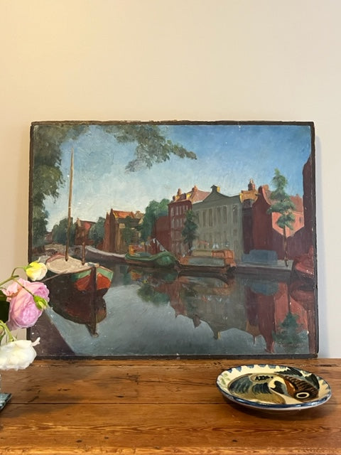 Amsterdam Canal Oil on Board.
