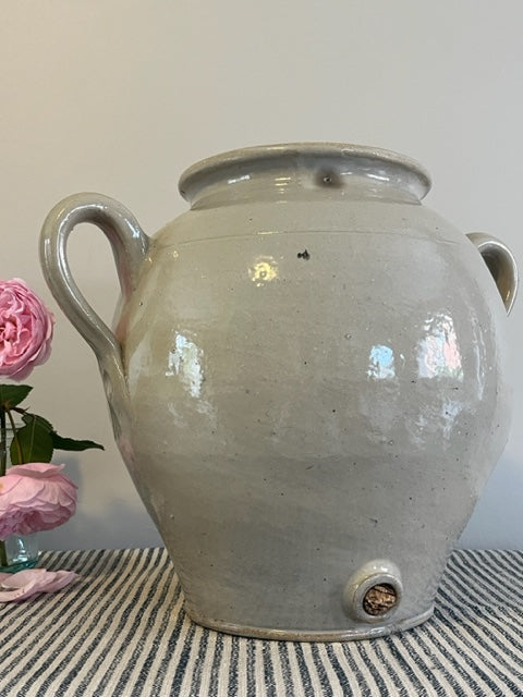 Large French Burgundy Oil Pot.