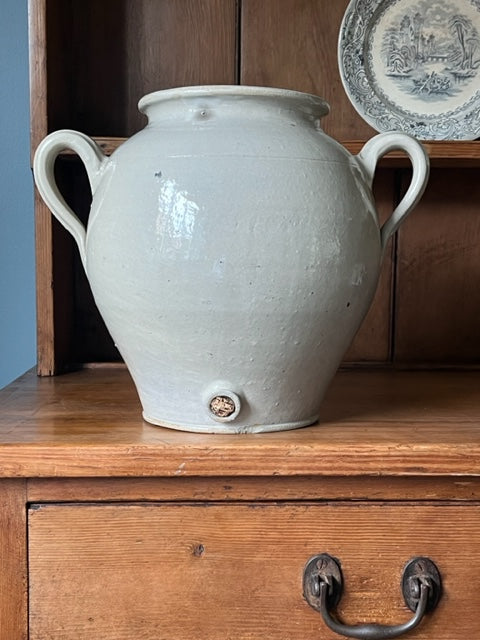 Large French Burgundy Oil Pot.