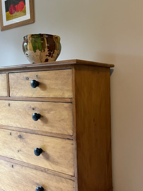 Country Pine Chest Of Drawers.