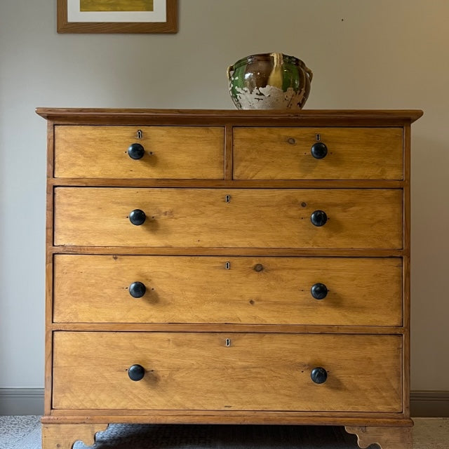 Country Pine Chest Of Drawers.