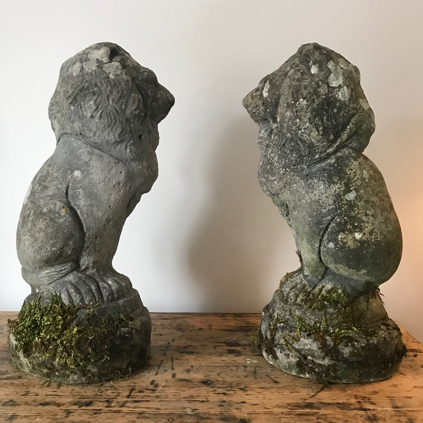 Pair Of Composite Stone Lion Statues.
